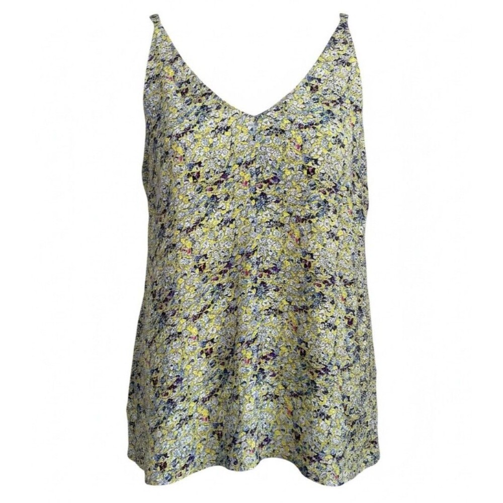 Cabi Scatter Floral Print Sleeveless Blouse size Lg Yellow Style 275